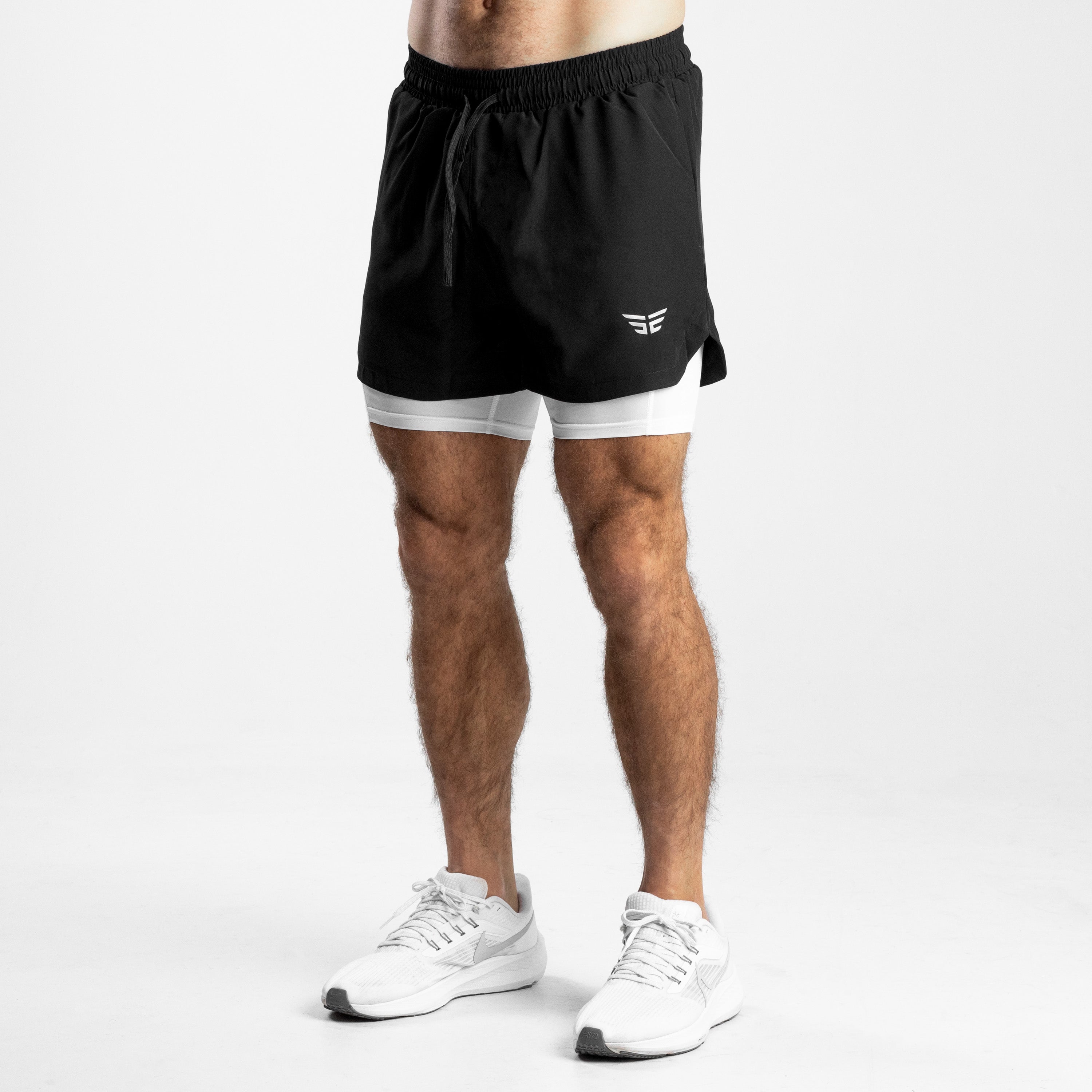 black and white elite shorts