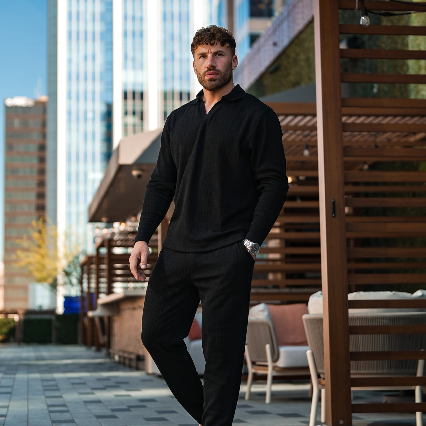 Monaco Longsleeve Polo - Black