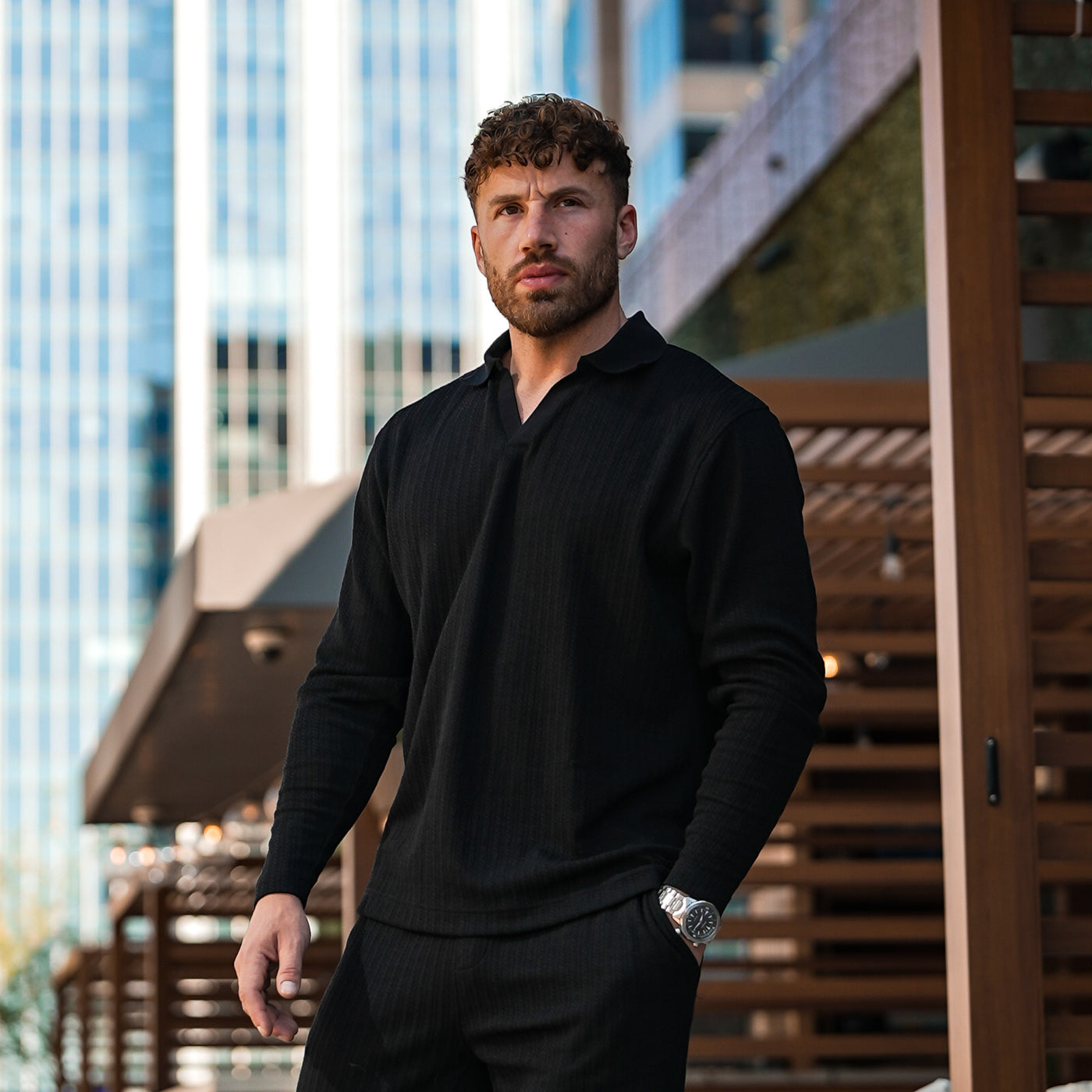 Monaco Longsleeve Polo - Black