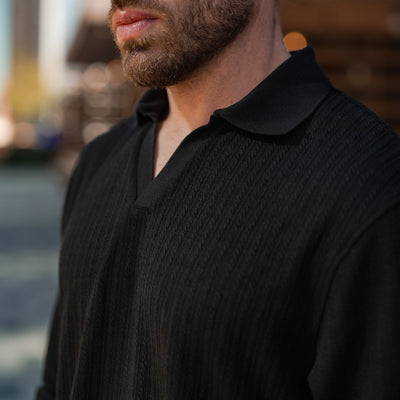 Monaco Longsleeve Polo - Black