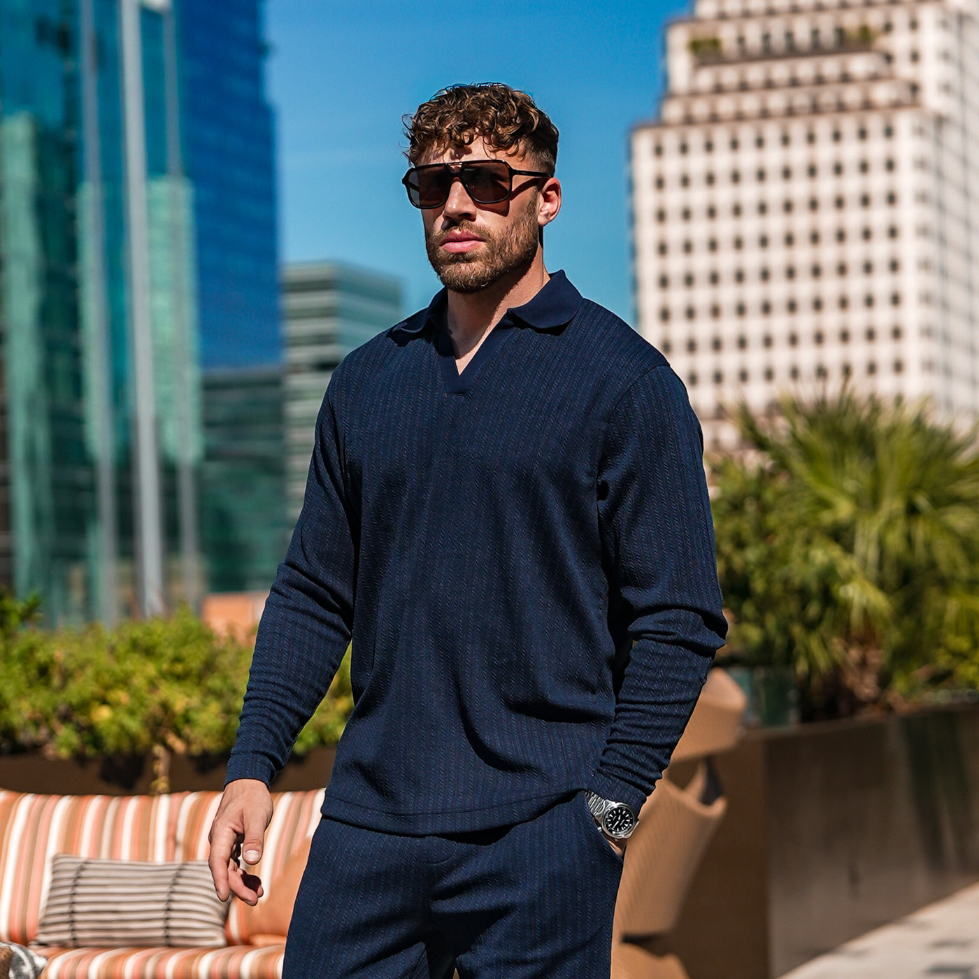 Monaco Longsleeve Polo - Navy