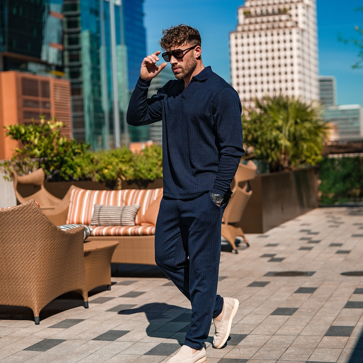 Monaco Longsleeve Polo - Navy