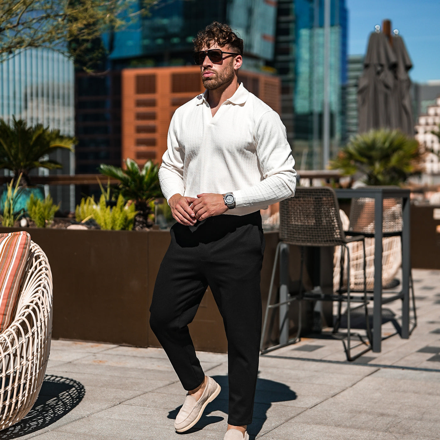 Monaco Longsleeve Polo - Cream