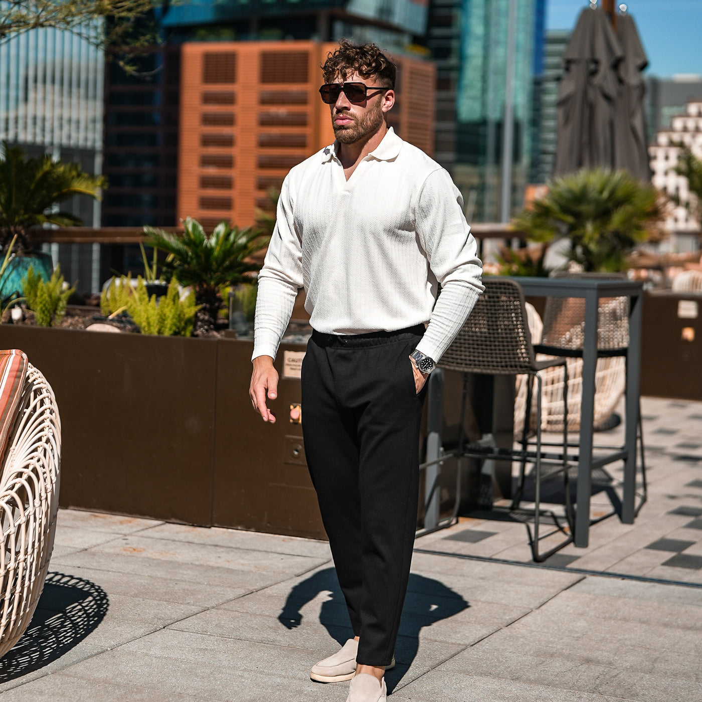 Monaco Longsleeve Polo - Cream