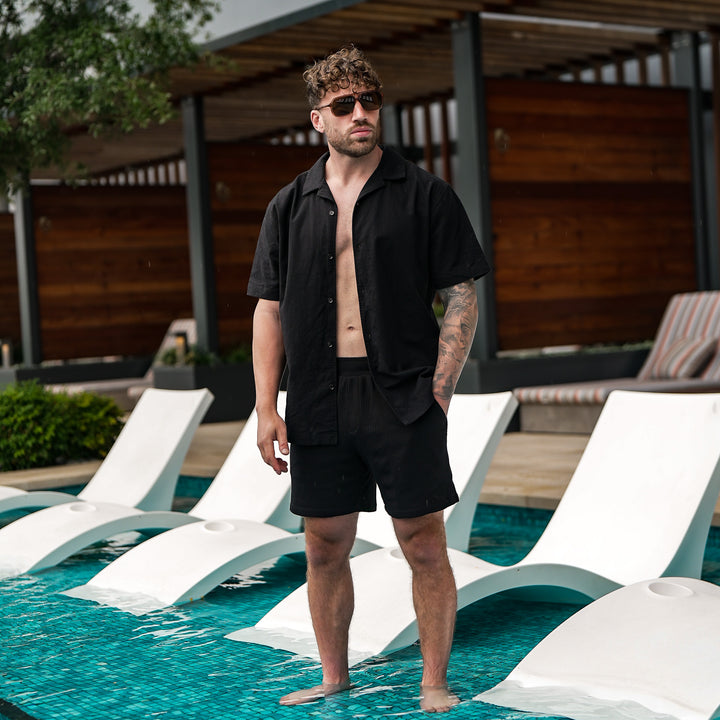 Linen Polo - Black – Edge Lifestyle