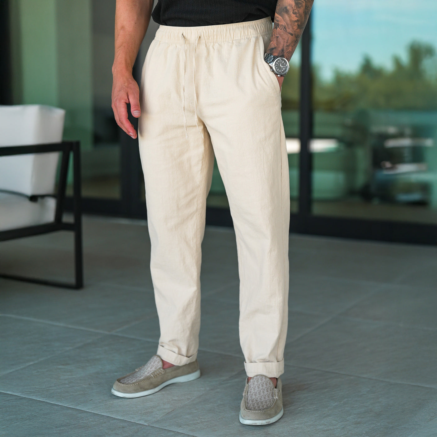 Premium Linen Pants - Cream