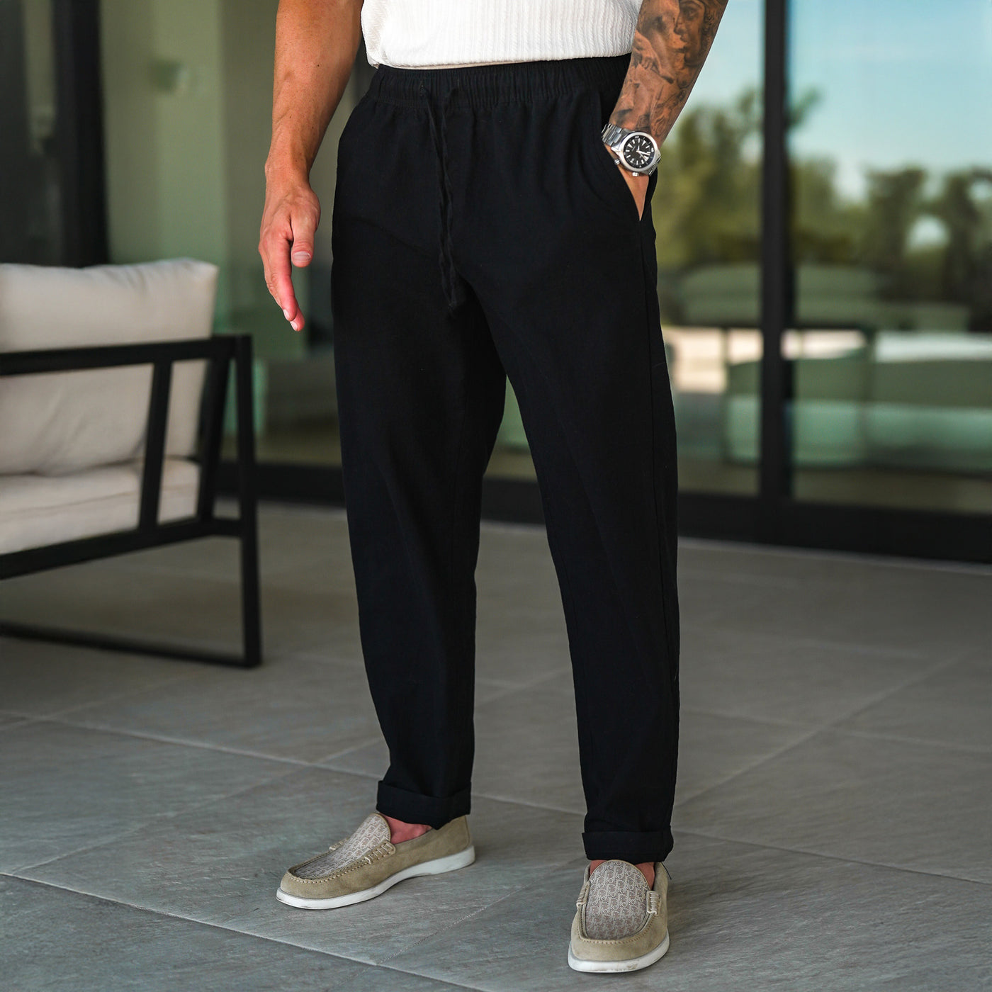 Premium Linen Pants - Black