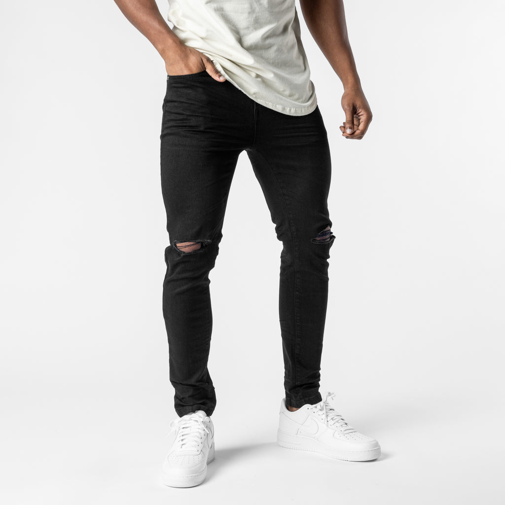 Premium Denim Jeans Black (Ripped) - Main Image
