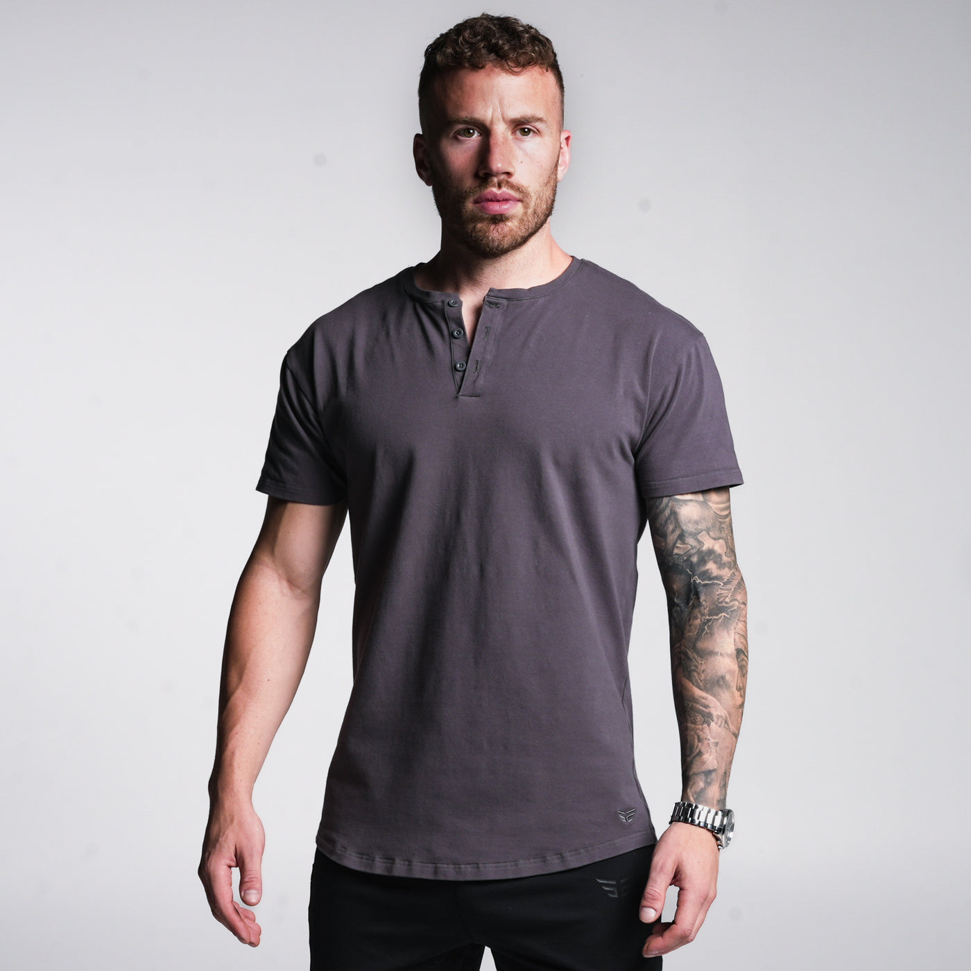 Premium Henley Tee - Shadow Grey